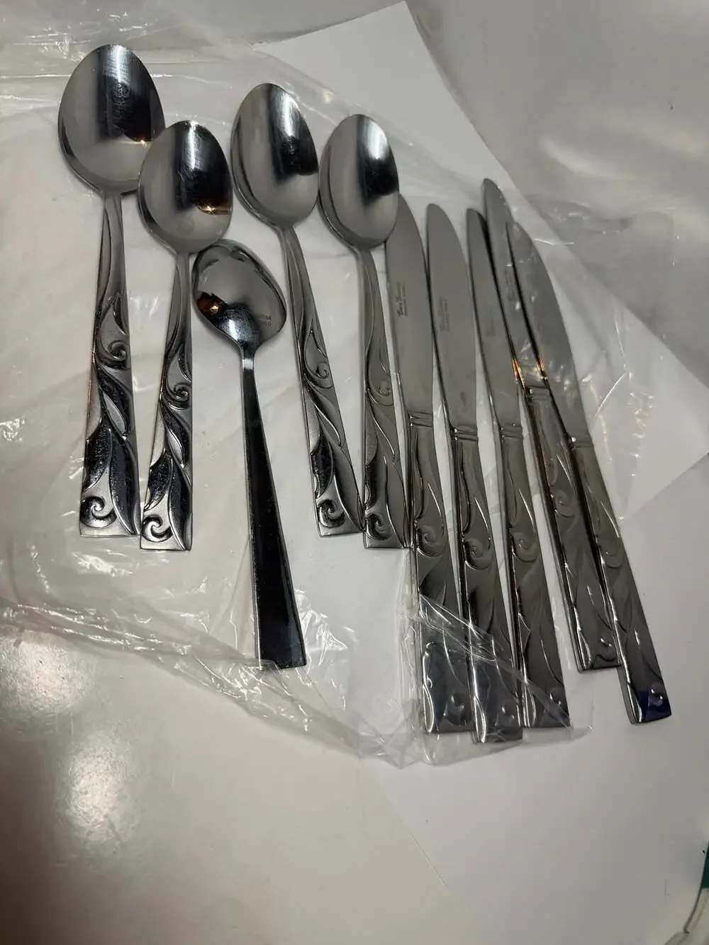 Casa Cristina Stainless China Silverware Flatware Lot Swirl Scroll Design